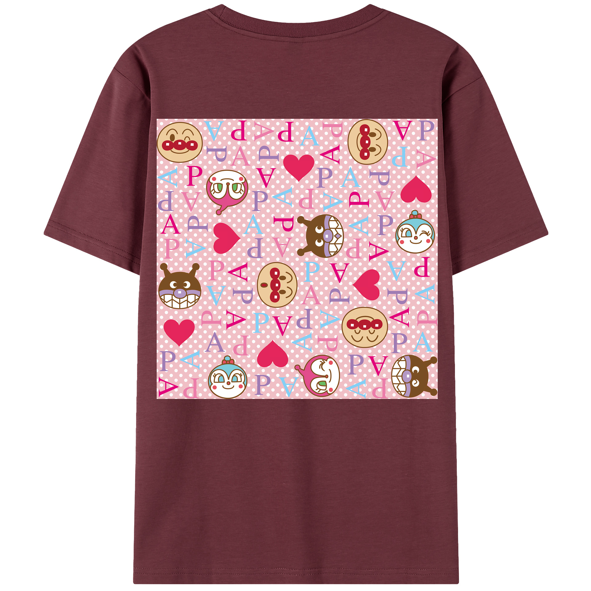 （画像用） アンパンマン Anpanman 綿100％半袖Tシャツ（背面プリント）
